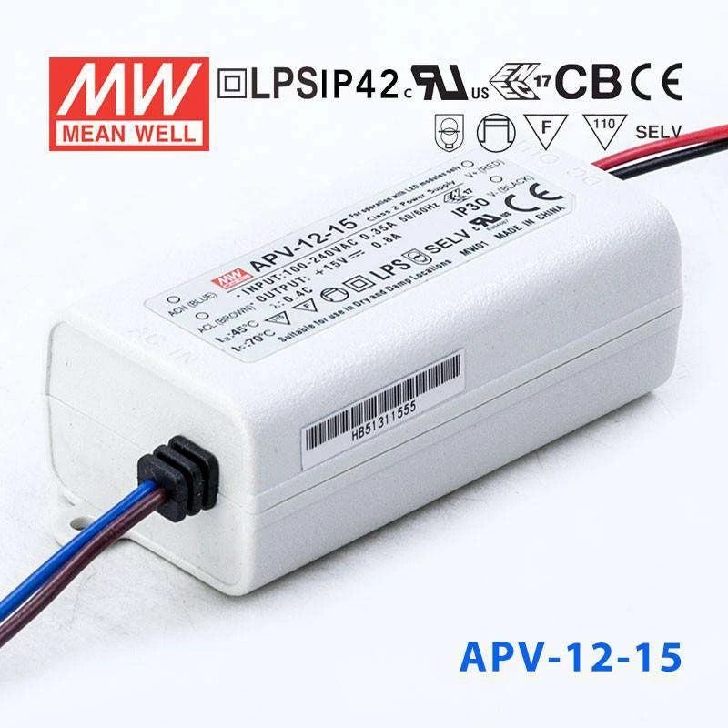 Mean Well APV - 12 - 15 Power Supply 12W 15V - APV - 12 - 15 - powersupplymall.com