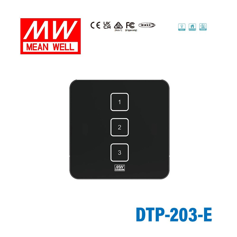Mean Well DALI2 Panel 3-Keys E Type - DTP-203-E - powersupplymall.com