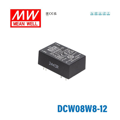 Mean Well DCW08W8-12 DC-DC Converter - 8W 9~75V DC in ±12V out 333mA