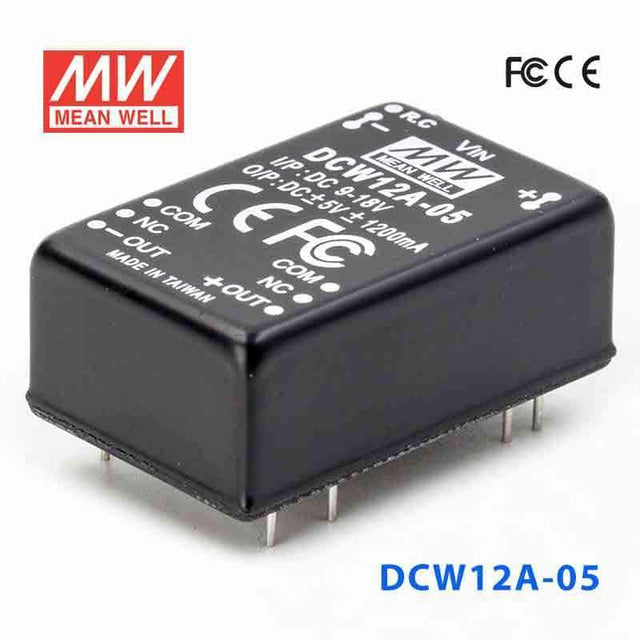 Mean Well DCW12A-05 DC-DC Converter - 12W - 9~18V in ±5V out 1.2A - DCW12A-05 - powersupplymall.com