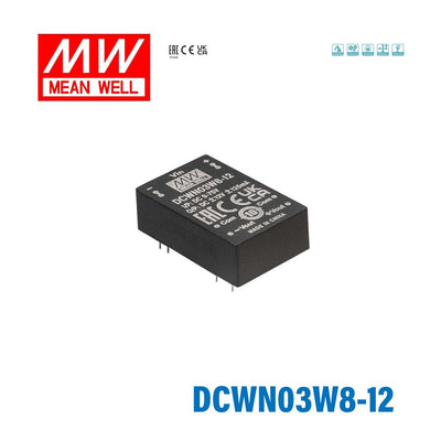 Mean Well DCWN03W8-12 DC-DC Converter - 3W 9~75V DC in ±12V out 9mA