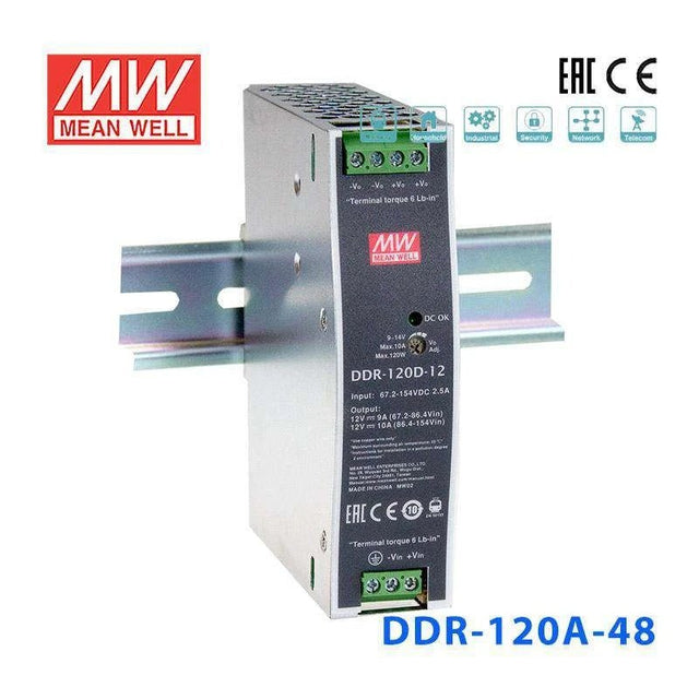 Mean Well DDR - 120A - 48 DC - DC Converter - 100.8W - 9~18V in 48V out - DDR - 120A - 48 - powersupplymall.com