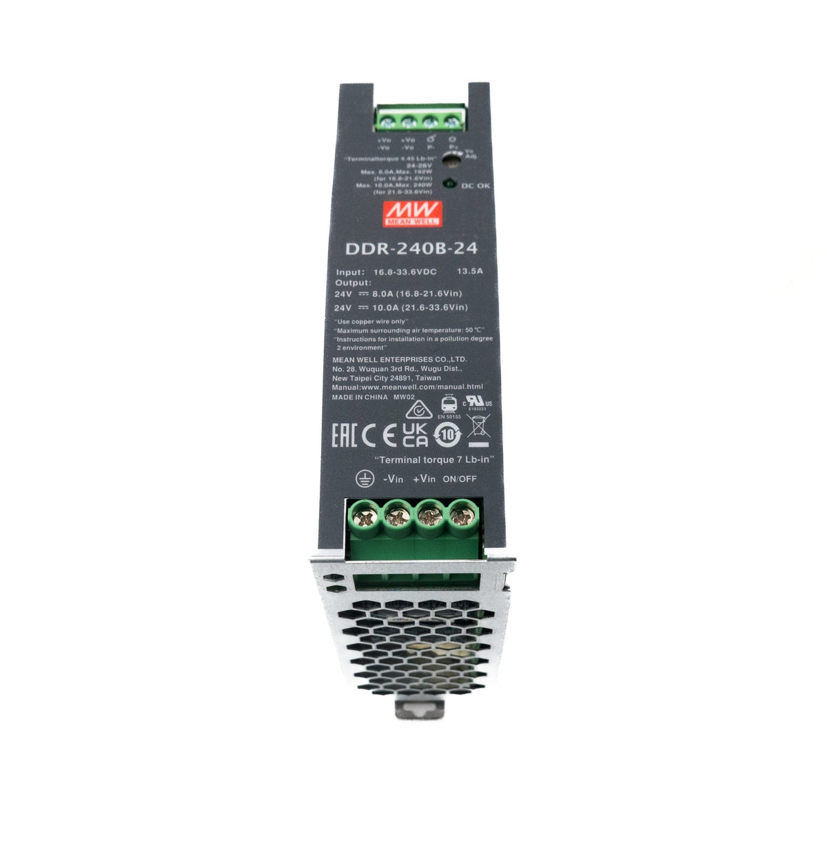 Mean Well DDR-240B-24 DC-DC Converter - 240W - 16.8~33.6V in 24V out 10A - DDR-240B-24 - powersupplymall.com