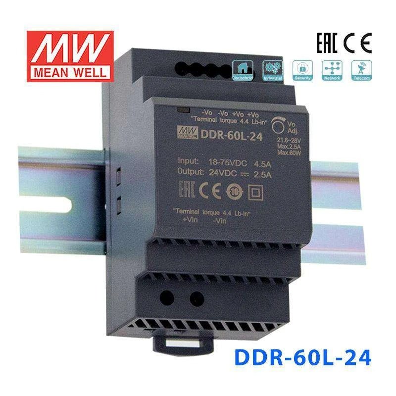 Mean Well DDR - 60L - 24 DC - DC Converter - 60W - 18~75V in 24V out - DDR - 60L - 24 - powersupplymall.com