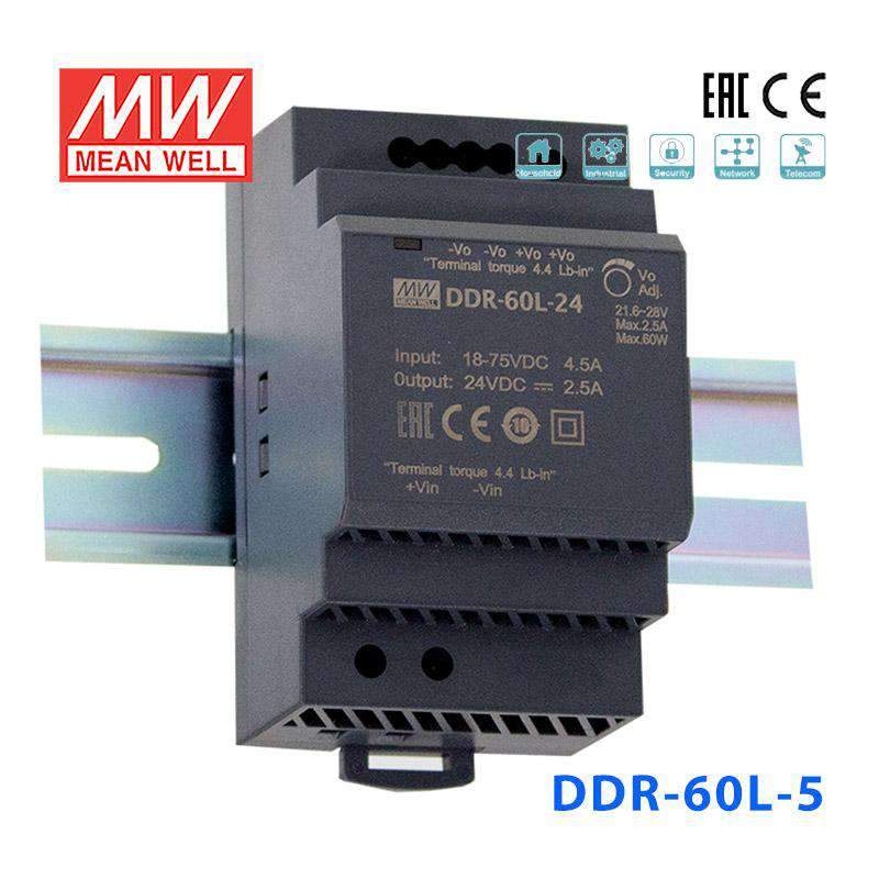 Mean Well DDR Series LED Power Supply 18~75V input (15~60W) -  - powersupplymall.com