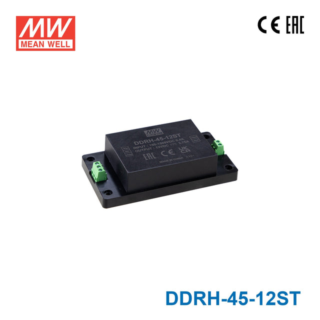 Mean Well DDRH-45-12ST Ultra Wide Input DC-DC Converter, 45W 12V, Screw Terminal Type 3.75A - DDRH-45-12ST - powersupplymall.com