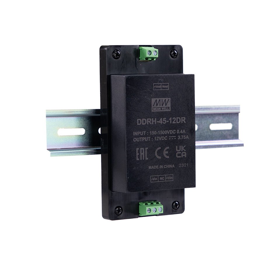 Mean Well DDRH - 45 - 15DR Ultra Wide Input DC - DC Converter, 45W 15V, Din Rail Type - DDRH - 45 - 15DR - powersupplymall.com