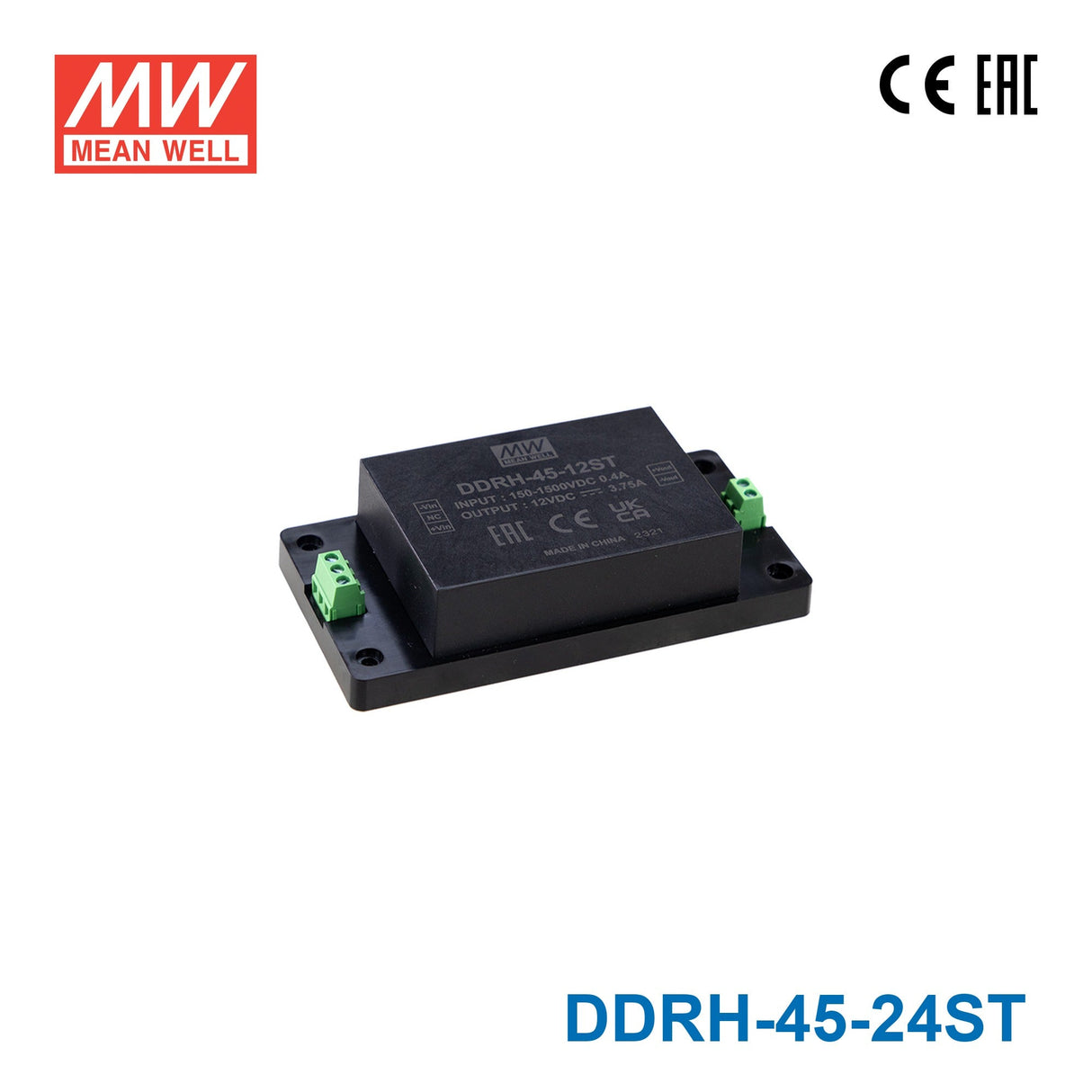 Mean Well DDRH-45-24ST Ultra Wide Input DC-DC Converter, 45W 24V, Screw Terminal Type 1.87A - DDRH-45-24ST - powersupplymall.com