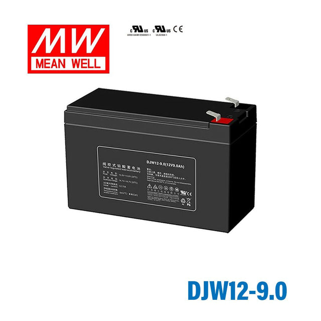 Mean Well DJW12-9.0 12-Volt, 9Ah, Sealed Lead Acid, Rechargeable Battery - DJW12-9.0 - powersupplymall.com