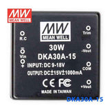Mean Well DKA30A - 15 DC - DC Converter - 30W - 9~18V in ±15V out - DKA30A - 15 - powersupplymall.com