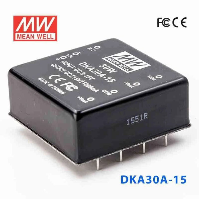 Mean Well DKA30A - 15 DC - DC Converter - 30W - 9~18V in ±15V out - DKA30A - 15 - powersupplymall.com