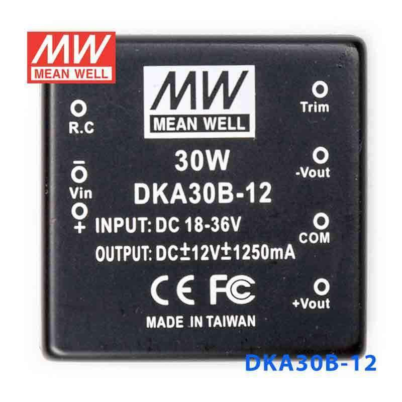 Mean Well DKA30B-12 DC-DC Converter - 30W - 18~36V in ±12V out 1.25A - DKA30B-12 - powersupplymall.com
