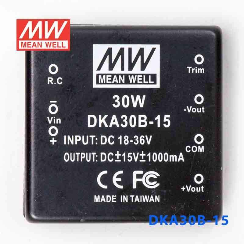 Mean Well DKA30B-15 DC-DC Converter - 30W - 18~36V in ±15V out 1A - DKA30B-15 - powersupplymall.com
