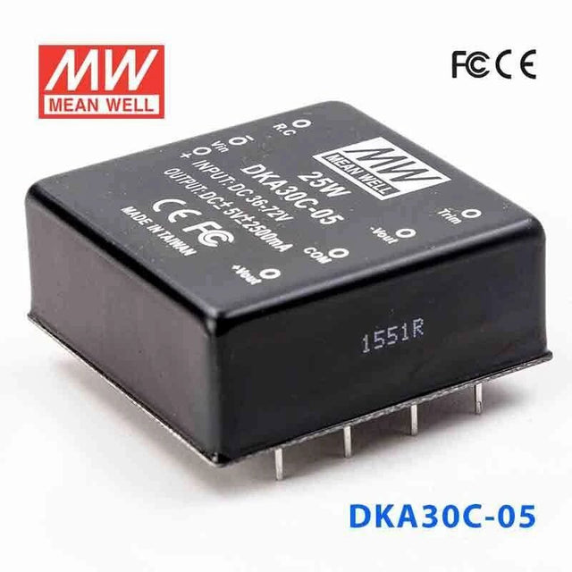 Mean Well DKA30C - 05 DC - DC Converter - 25W - 36~72V in ±5V out - DKA30C - 05 - powersupplymall.com