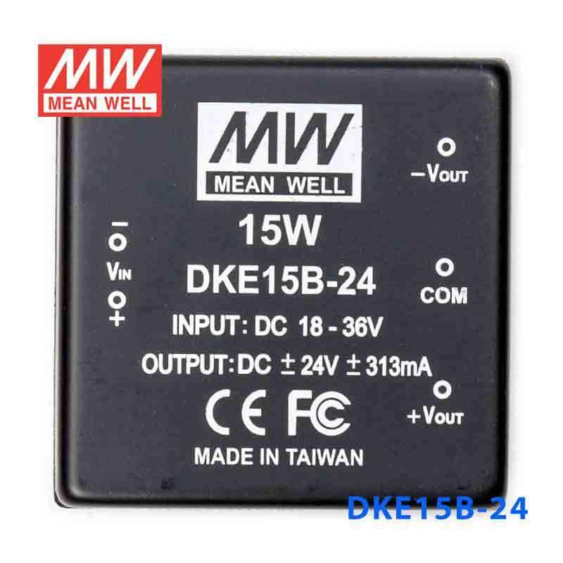 Mean Well DKE15B - 24 DC - DC Converter - 15W - 18~36V in ±24V out - DKE15B - 24 - powersupplymall.com