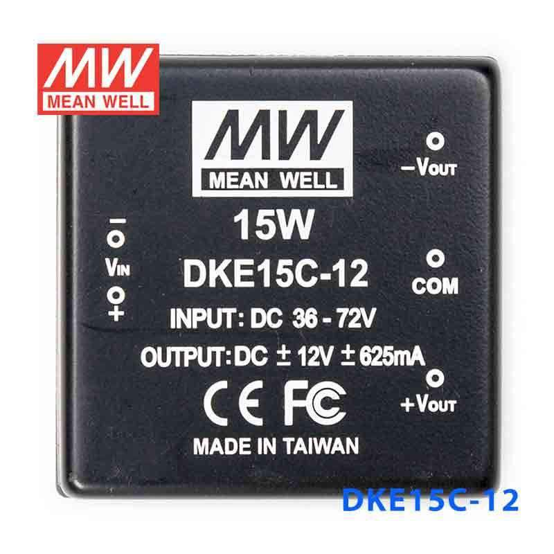 Mean Well DKE15C - 12 DC - DC Converter - 15W - 36~72V in ±12V out - DKE15C - 12 - powersupplymall.com
