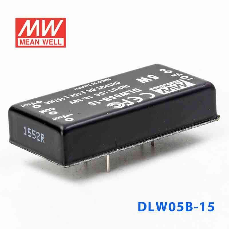 Mean Well DLW05B-15 DC-DC Converter - 5W - 18~36V in ±15V out 167mA - DLW05B-15 - powersupplymall.com