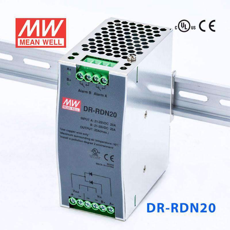 Mean Well DR - RDN20 Redundancy Module Power Supply - DIN Rail - DR - RDN20 - powersupplymall.com