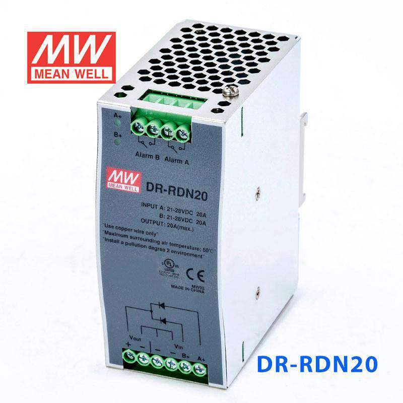 Mean Well DR - RDN20 Redundancy Module Power Supply - DIN Rail - DR - RDN20 - powersupplymall.com