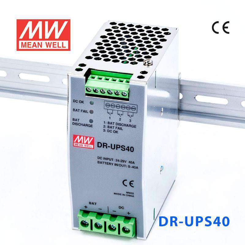 Mean Well DR - UPS40 DC UPS Module Power 40A Supply - DIN Rail - DR - UPS40 - powersupplymall.com