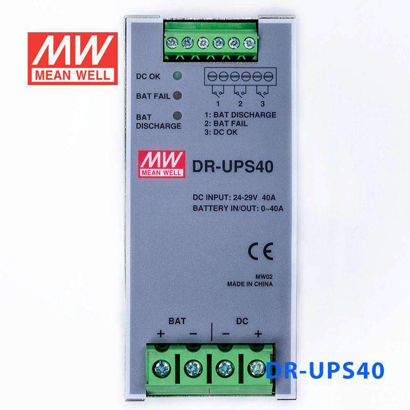 Mean Well DR - UPS40 DC UPS Module Power 40A Supply - DIN Rail - DR - UPS40 - powersupplymall.com