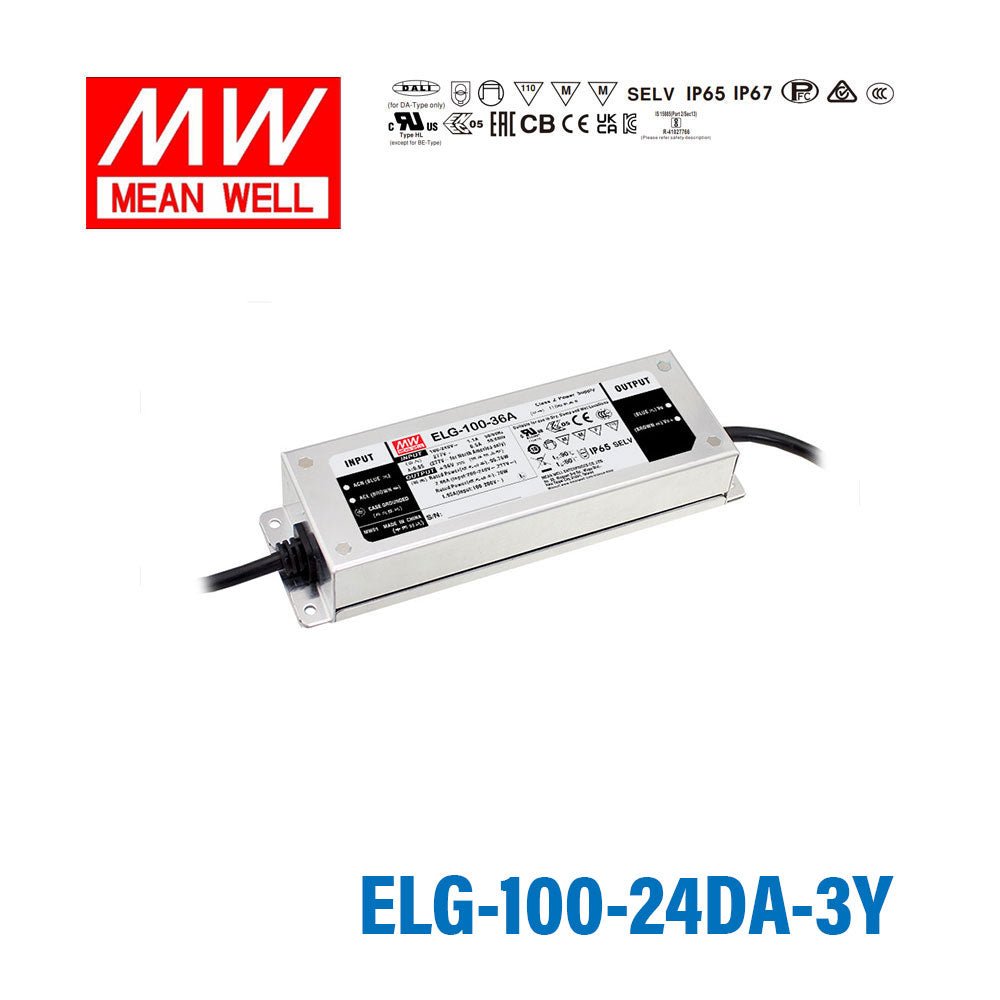 Mean Well ELG-100-24DA-3Y Power Supply 100W 24V - DALI 4A - ELG-100-24DA-3Y - powersupplymall.com