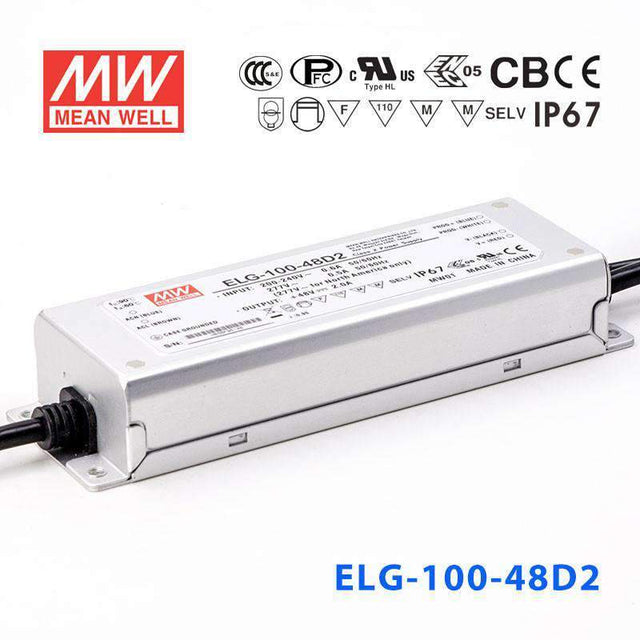 Mean Well ELG - 100 - 48D2 AC - DC Single output LED Driver Mix Mode (CV+CC) with PFC - ELG-100-48D2 - powersupplymall.com