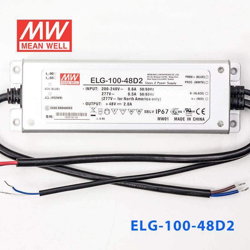 Mean Well ELG - 100 - 48D2 AC - DC Single output LED Driver Mix Mode (CV+CC) with PFC - ELG-100-48D2 - powersupplymall.com