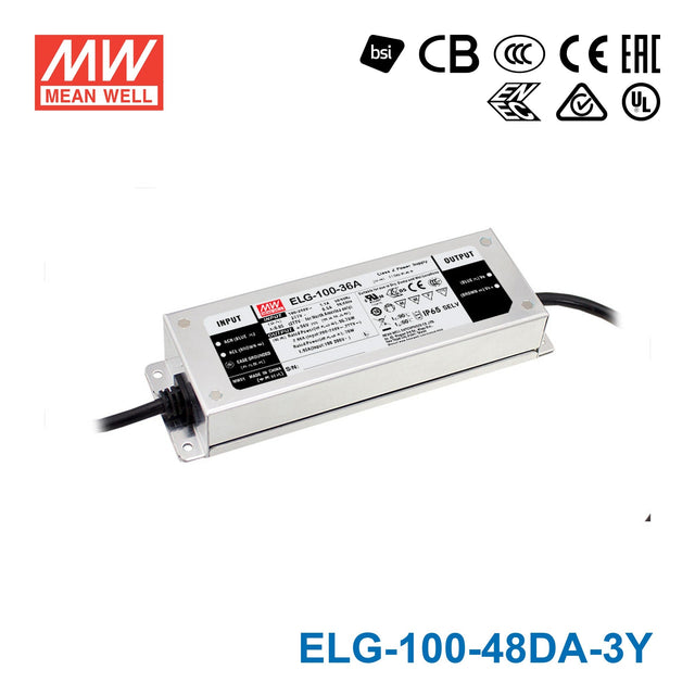 Mean Well ELG-100-48DA-3Y Power Supply 96W 48V - DALI 2A — 3-Wire Input (with Earth) - ELG-100-48DA-3Y - powersupplymall.com