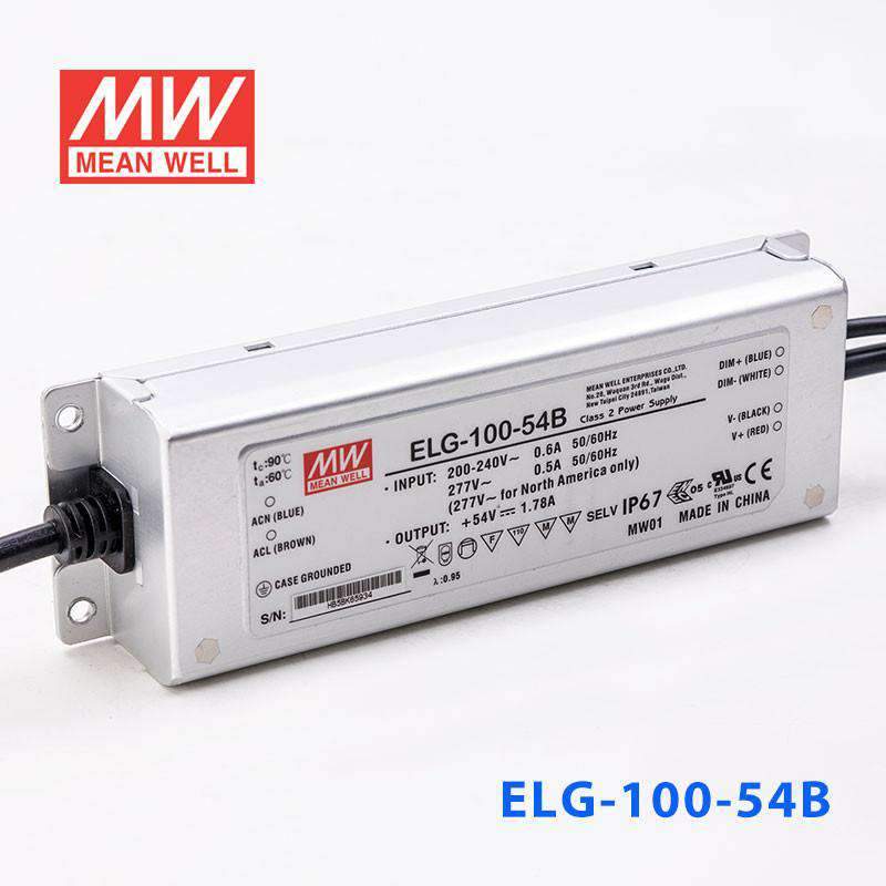Mean Well ELG-100-54B Power Supply 96.12W 54V - Dimmable 1.78A - ELG-100-54B - powersupplymall.com