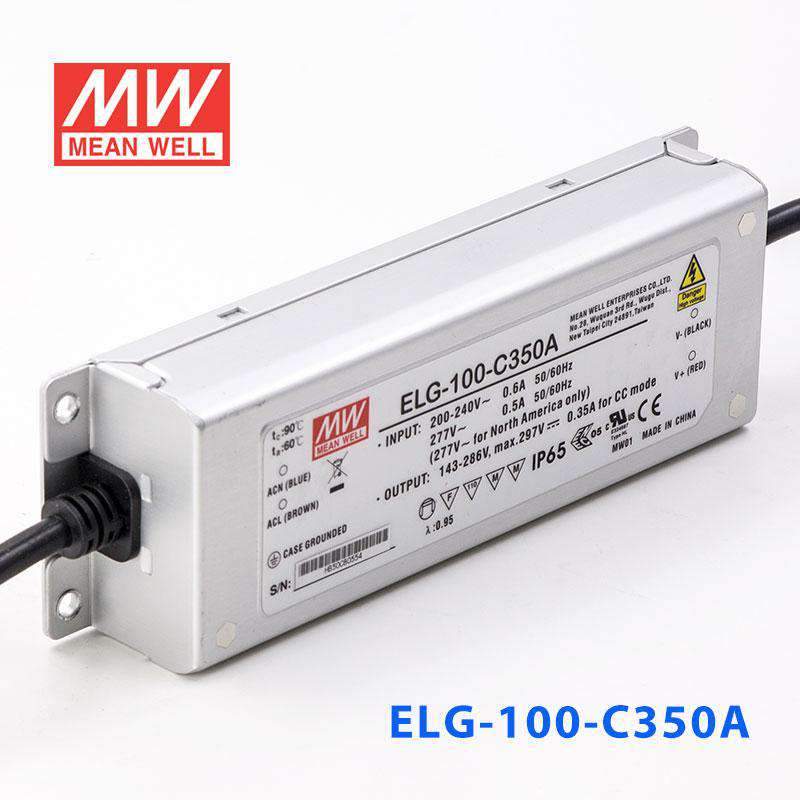 Mean Well ELG-100-C350A Power Supply 100W 350mA - Adjustable - ELG-100-C350A - powersupplymall.com