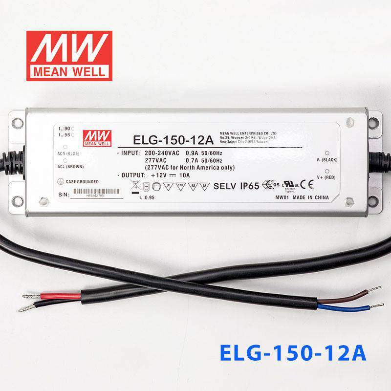 Mean Well ELG - 150 - 12A Power Supply 120W 12V - Adjustable - ELG - 150 - 12A - powersupplymall.com