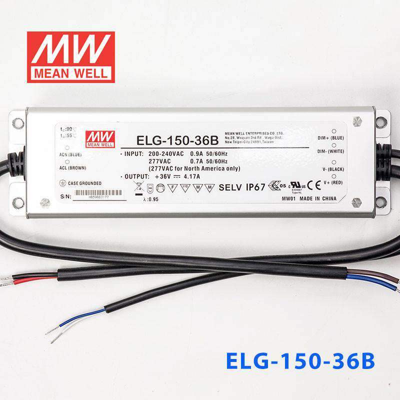 Mean Well ELG - 150 - 36B Power Supply 150W 36V - Dimmable - ELG-150-36B - powersupplymall.com