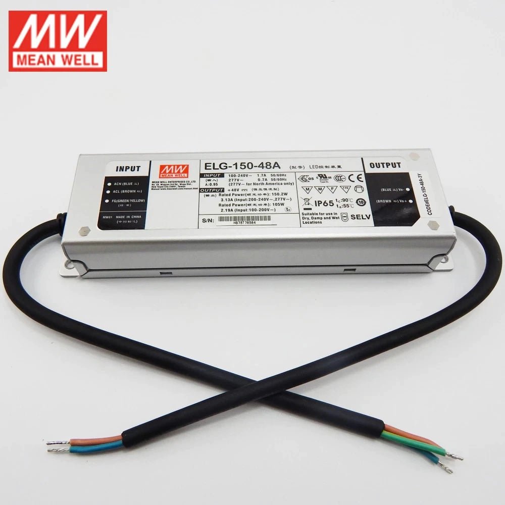 Mean Well ELG - 150 - 48A - 3Y AC - DC Single output LED Driver Mix Mode (CV+CC) with PFC - ELG-150-48A-3Y - powersupplymall.com