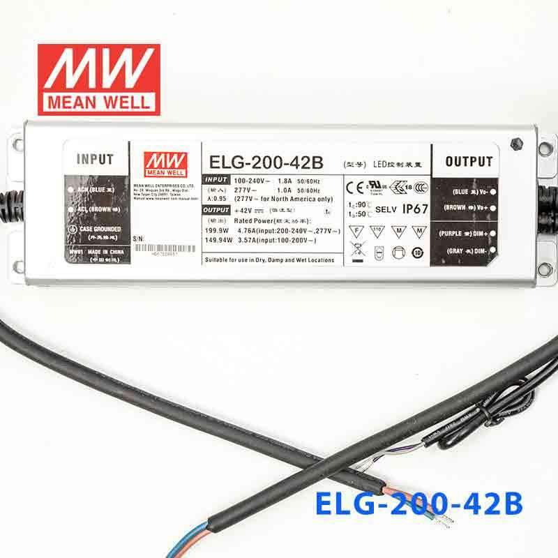 Mean Well ELG-200-42B Power Supply 200W 42V - Dimmable 4.76A - ELG-200-42B - powersupplymall.com