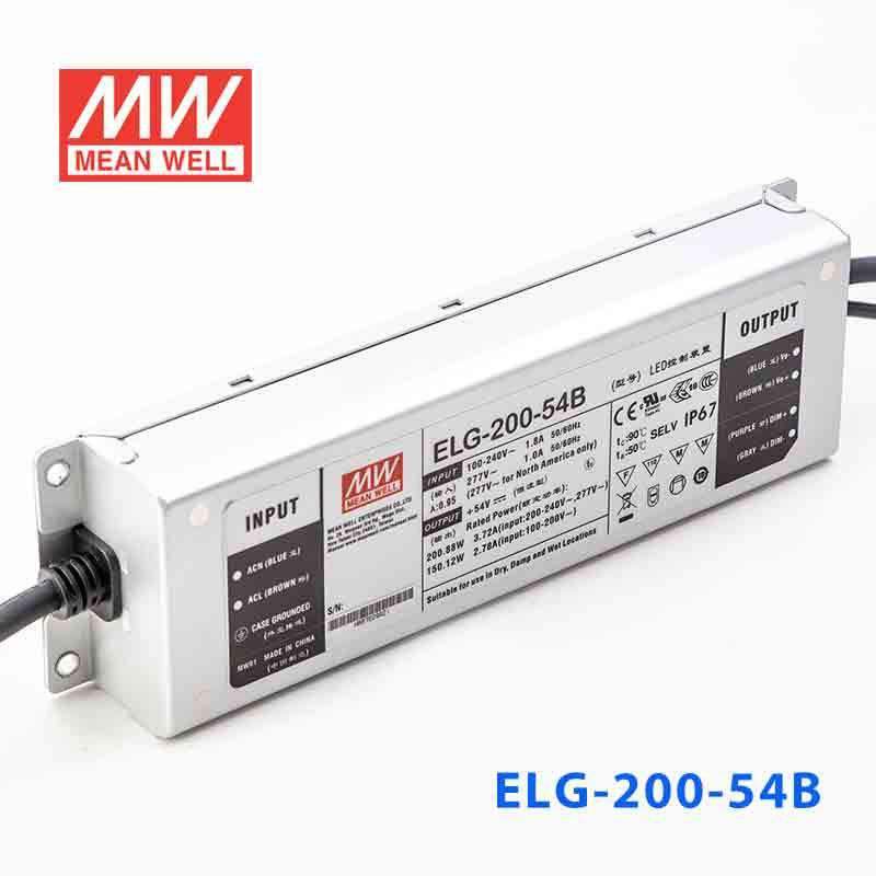 Mean Well ELG - 200 - 54B Power Supply 200W 54V - Dimmable - ELG-200-54B - powersupplymall.com