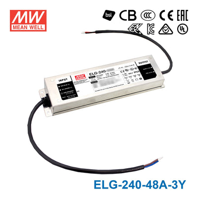 Mean Well ELG-240-48A-3Y Power Supply 240W 48V - Adjustable 5A — 3-Wire Input (with Earth)