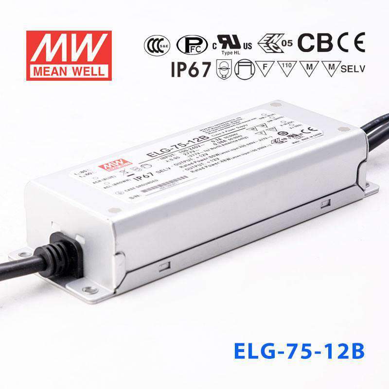 Mean Well ELG - 75 - 12B Power Supply 60W 12V - Dimmable - ELG - 75 - 12B - powersupplymall.com