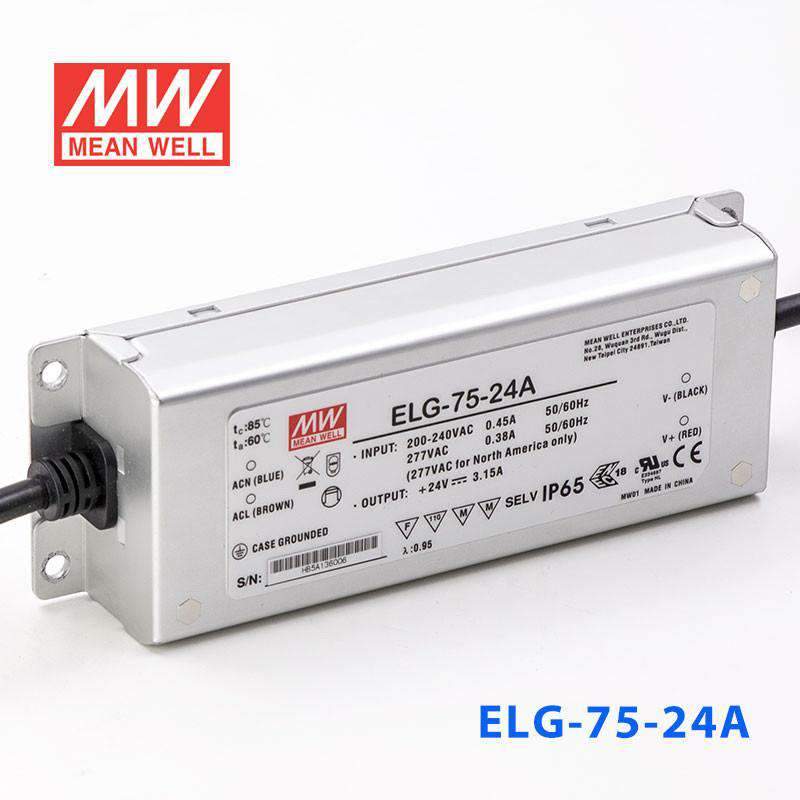 Mean Well ELG - 75 - 24A Power Supply 75W 24V - Adjustable - ELG - 75 - 24A - powersupplymall.com