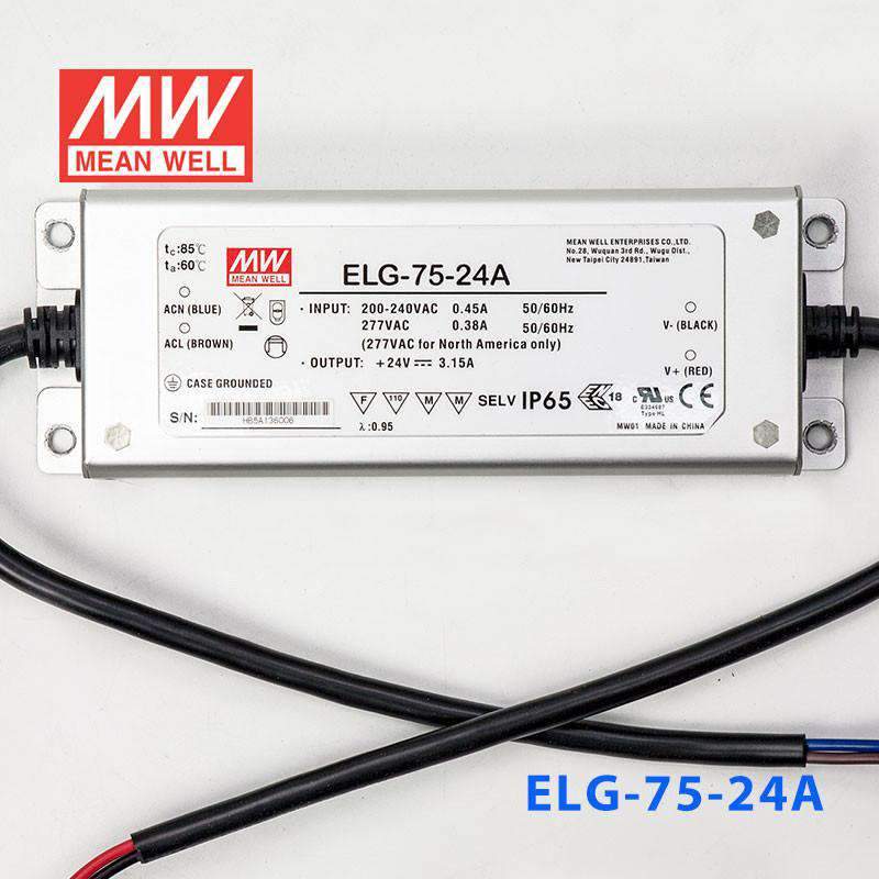 Mean Well ELG - 75 - 24A Power Supply 75W 24V - Adjustable - ELG - 75 - 24A - powersupplymall.com