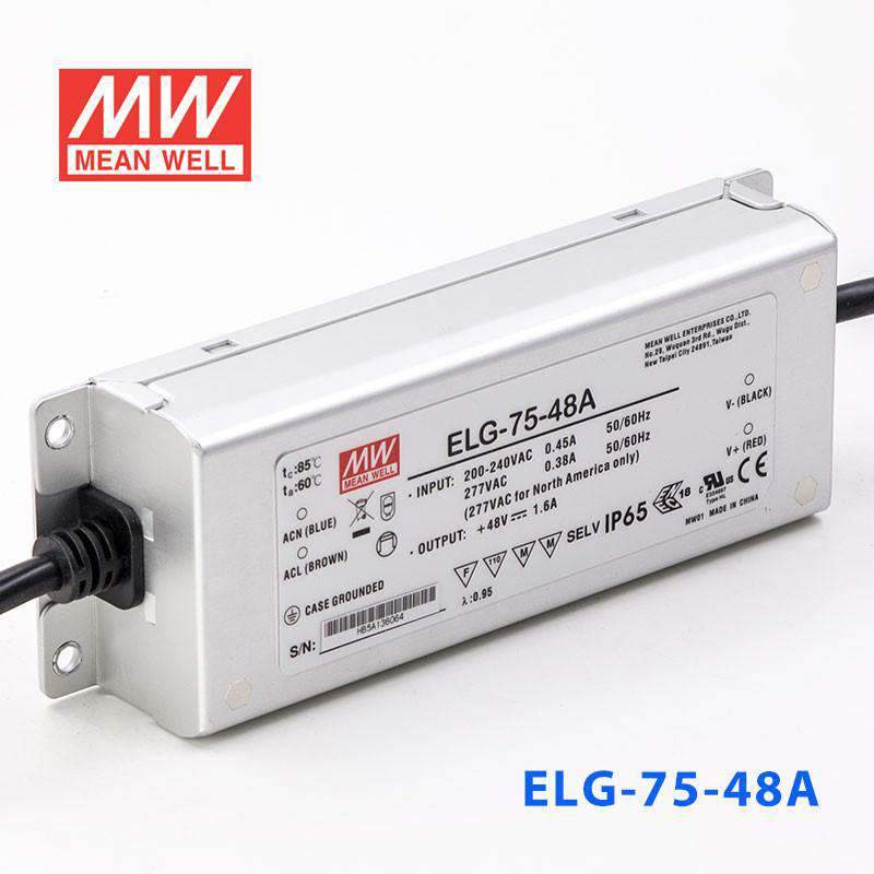 Mean Well ELG-75-48A Power Supply 75W 48V - Adjustable 1.6A - ELG-75-48A - powersupplymall.com
