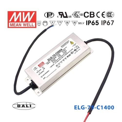 Mean Well ELG - 75 - C1400DA Power Supply 75W 1400mA - DALI - ELG - 75 - C1400DA - powersupplymall.com