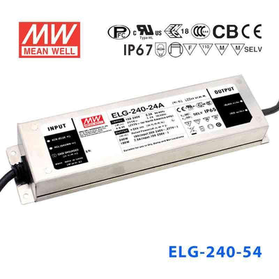 Mean Well ELG-240-54AB Power Supply 240W 54V - Adjustable and Dimmable 4.45A