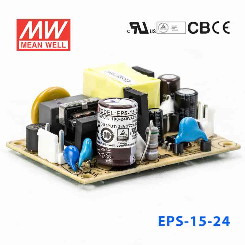 Mean Well EPS - 15 - 24 Power Supply 15W 24V - EPS - 15 - 24 - powersupplymall.com