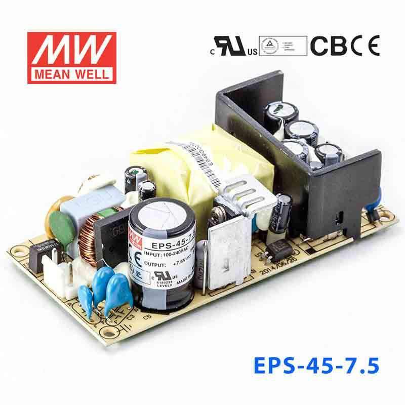 Mean Well EPS - 45 - 7.5 Power Supply 40W 7.5V - EPS - 45 - 7.5 - powersupplymall.com