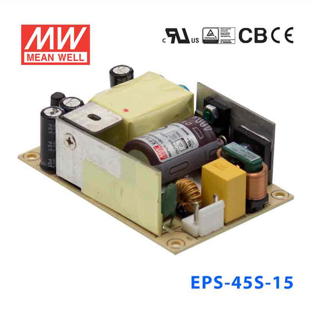 Mean Well EPS - 45S - 15 Power Supply 45W 15V - EPS - 45S - 15 - powersupplymall.com