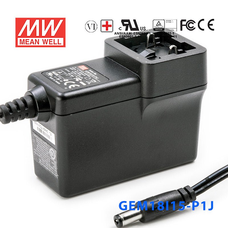 Mean Well GEM18I15 - P1J Power Supply 18W 15V - GEM18I15 - P1J - powersupplymall.com