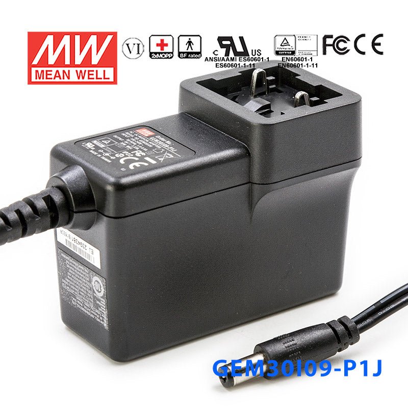 Mean Well GEM30I09 - P1J Power Supply 30W 9V - GEM30I09 - P1J - powersupplymall.com