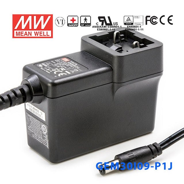 Mean Well GEM30I09 - P1J Power Supply 30W 9V - GEM30I09 - P1J - powersupplymall.com