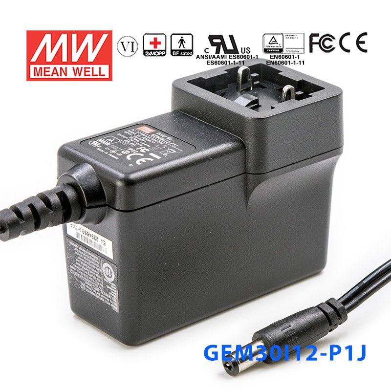 Mean Well GEM30I12 - P1J Power Supply 30W 12V - GEM30I12 - P1J - powersupplymall.com